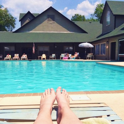 relaxing by the pool