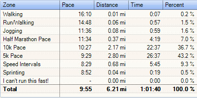 hammer down 10k pace zones
